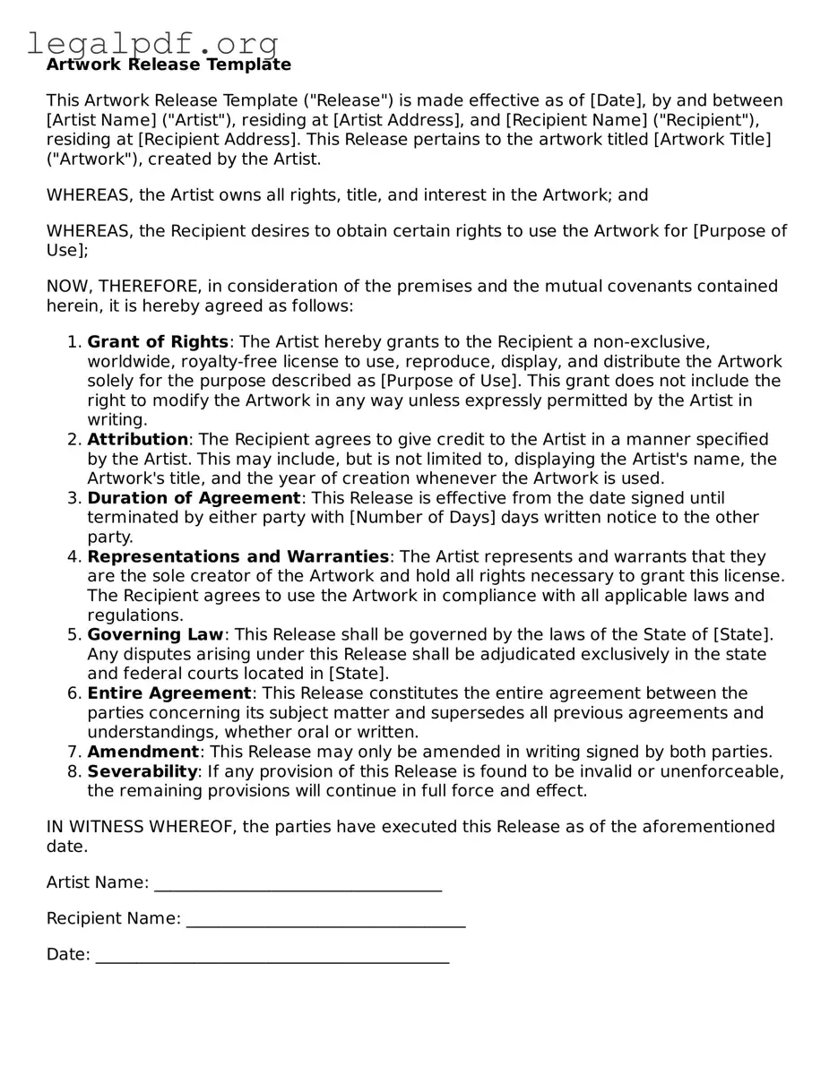Blank Artwork Release Document