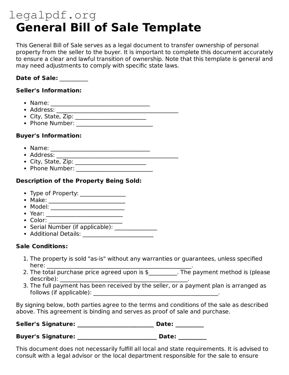 Blank Bill of Sale Document