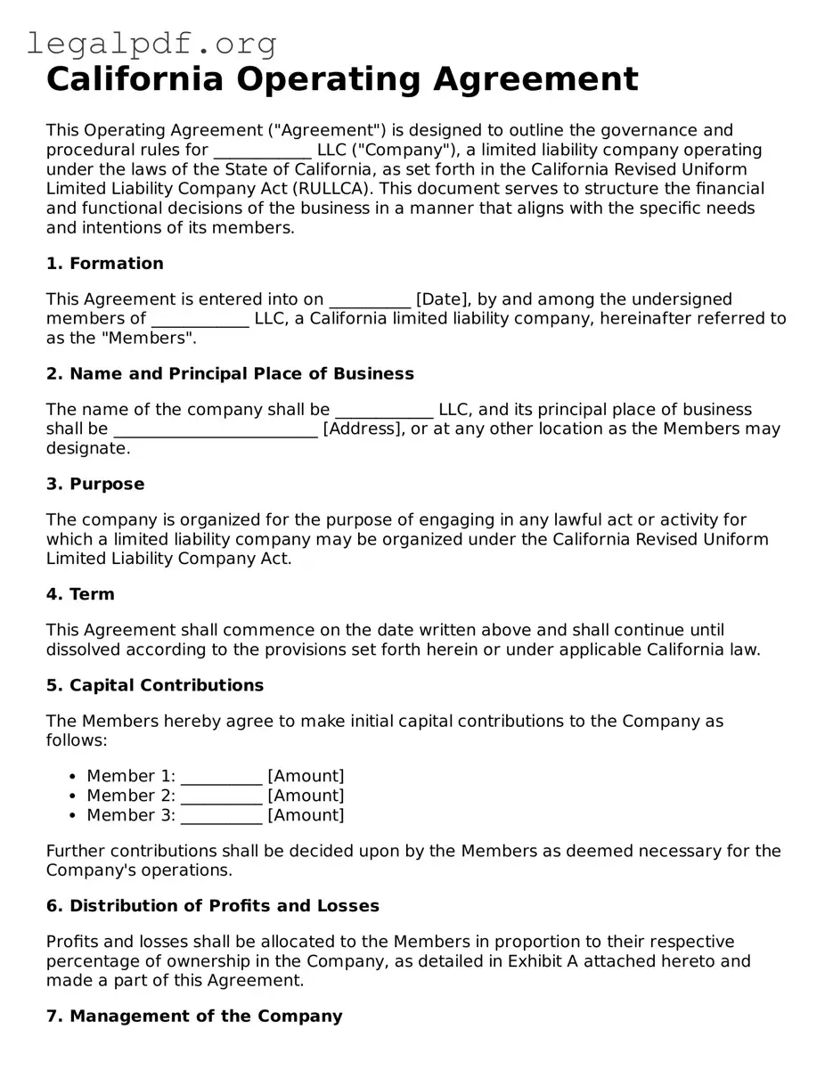 Valid  Operating Agreement Template for California