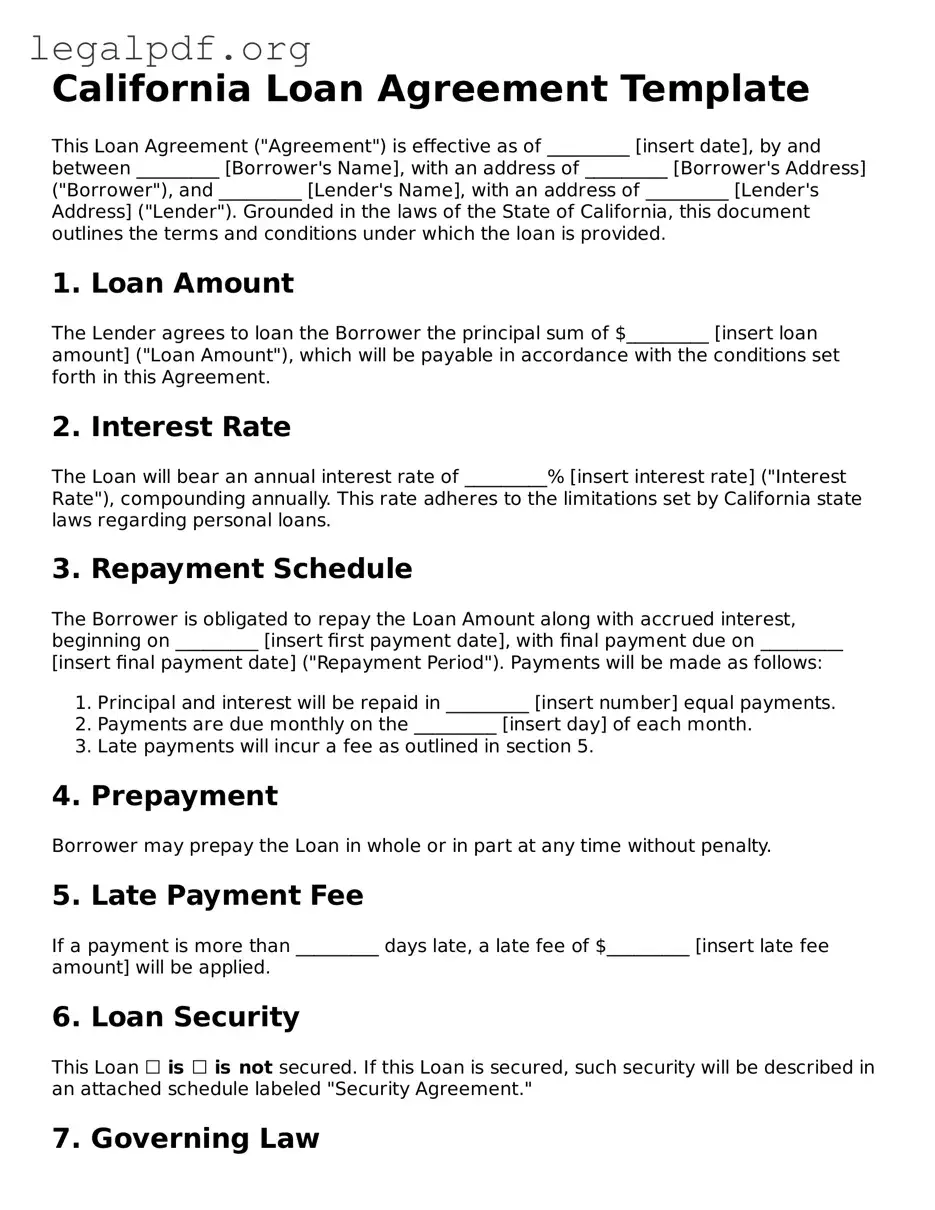 Valid  Loan Agreement Template for California