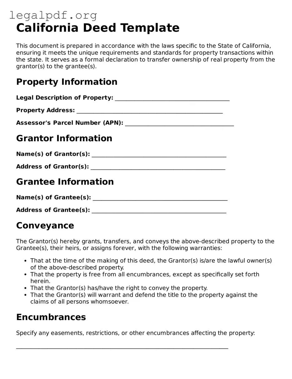 Valid  Deed Template for California