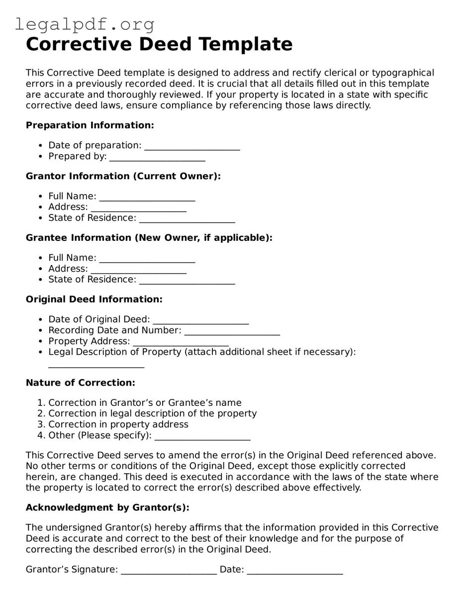 Blank Corrective Deed Document