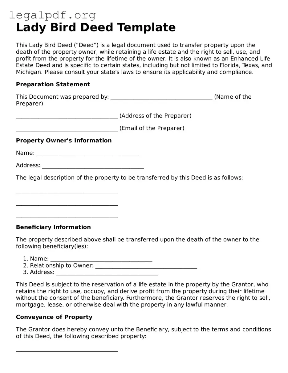 Blank Lady Bird Deed Document