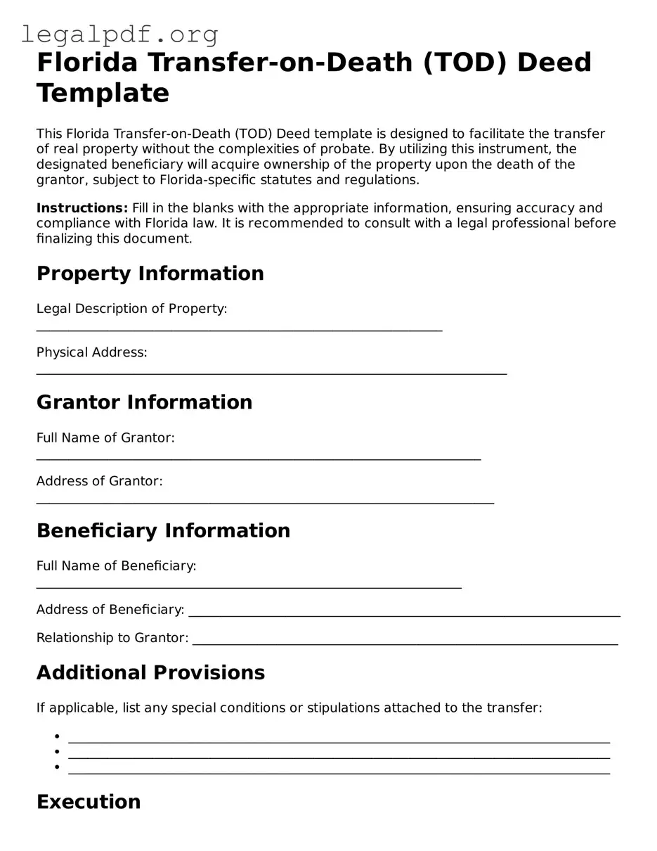 Valid  Transfer-on-Death Deed Template for Florida