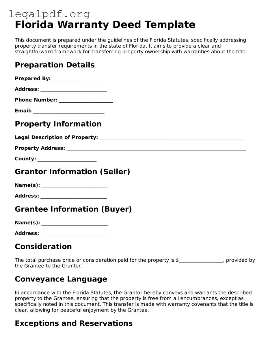 Valid  Deed Template for Florida