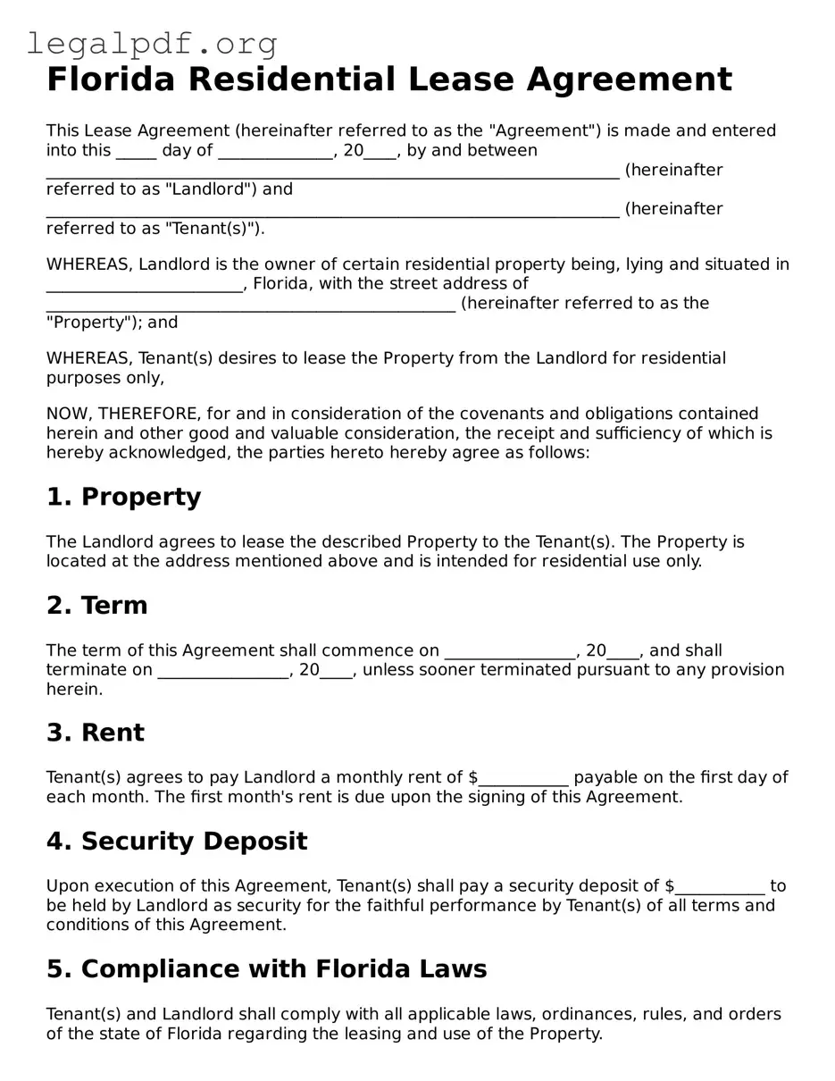 Valid  Lease Agreement Template for Florida