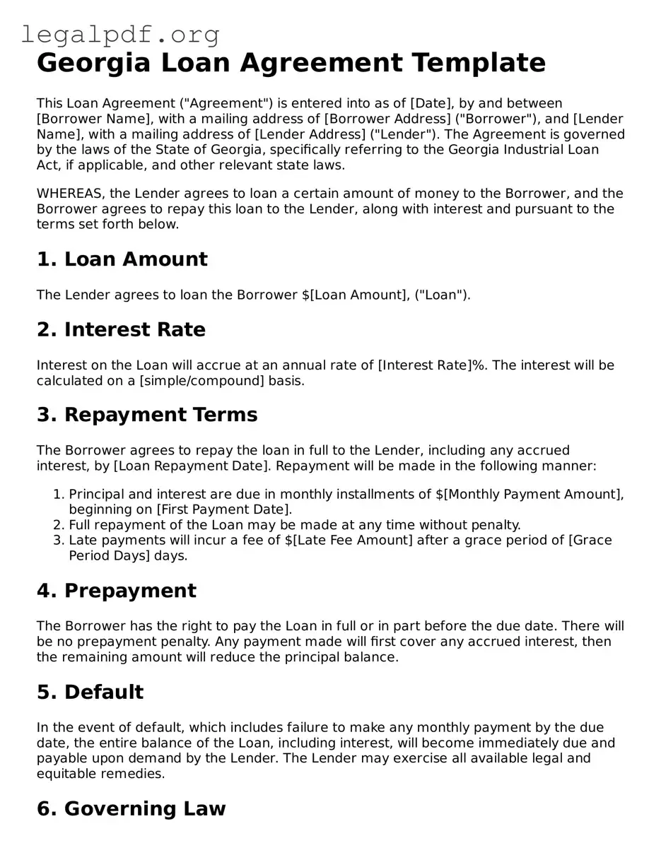 Valid  Loan Agreement Template for Georgia