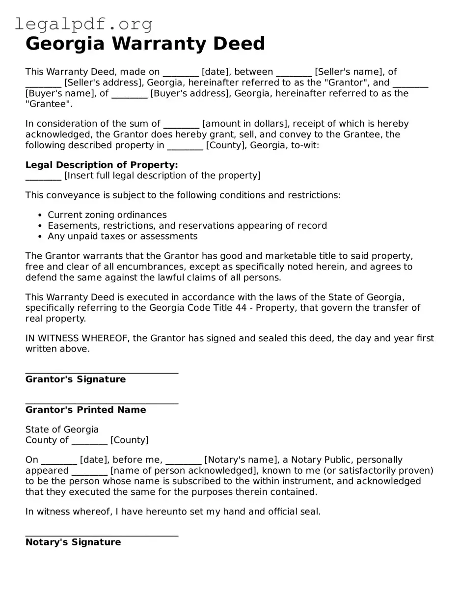 Valid  Deed Template for Georgia