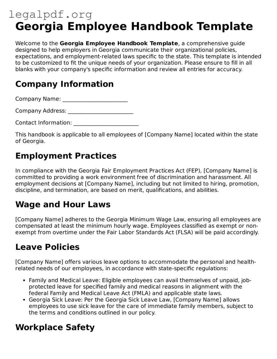 Valid  Employee Handbook Template for Georgia