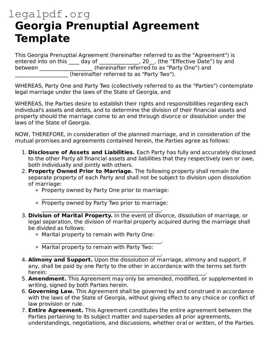 Valid  Prenuptial Agreement Template for Georgia
