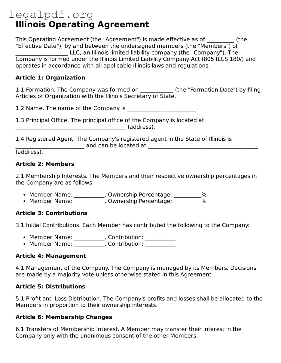 Valid  Operating Agreement Template for Illinois
