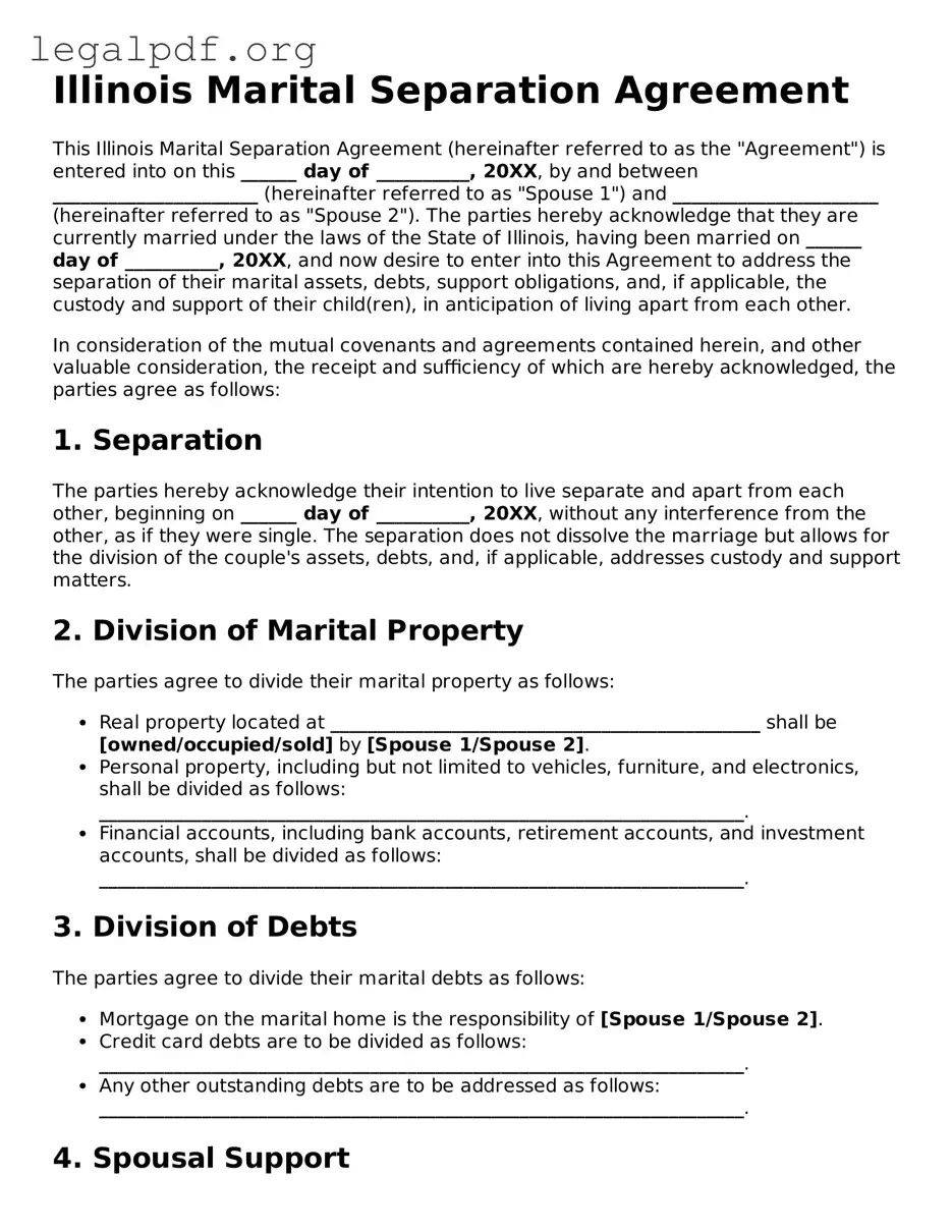 Valid  Marital Separation Agreement Template for Illinois