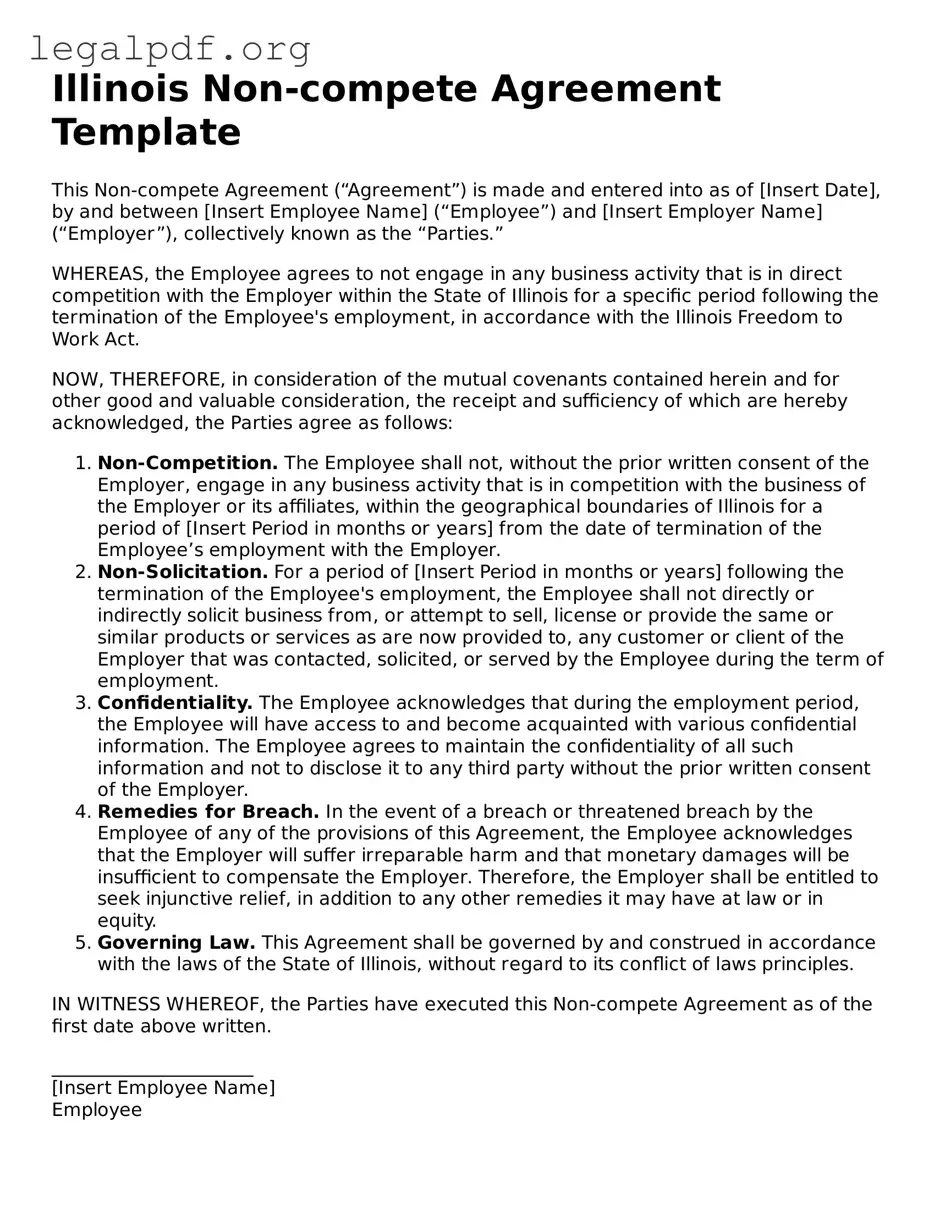 Valid  Non-compete Agreement Template for Illinois
