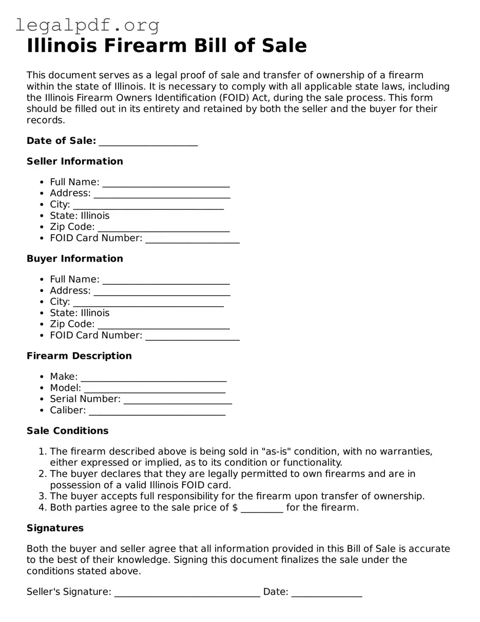 Valid  Firearm Bill of Sale Template for Illinois