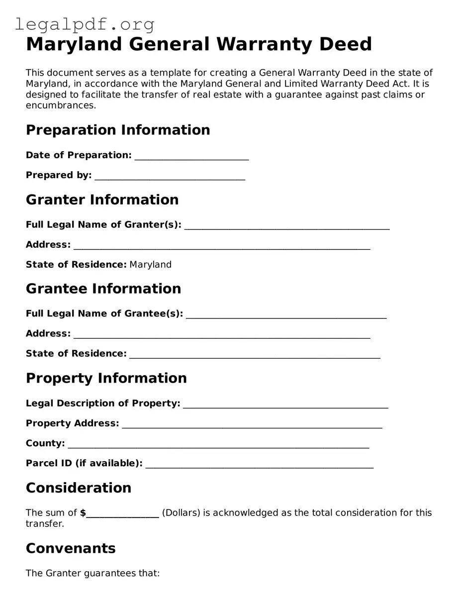 Valid  Deed Template for Maryland
