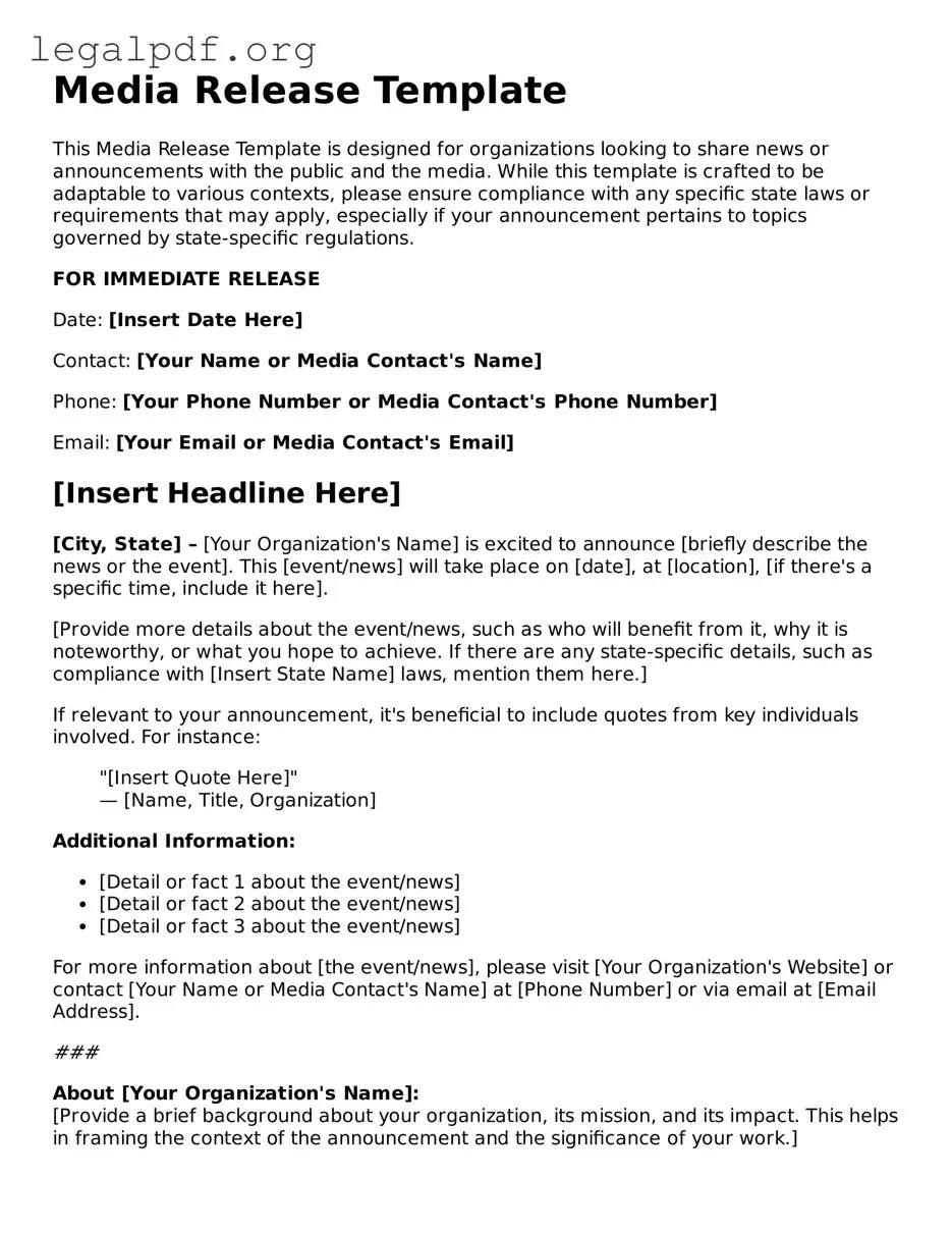 Blank Media Release Document