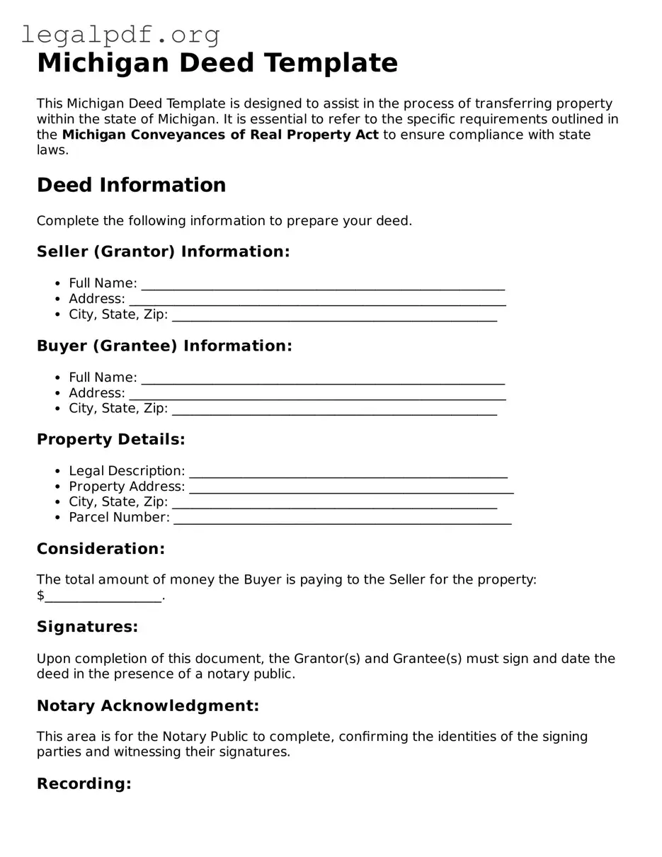 Valid  Deed Template for Michigan