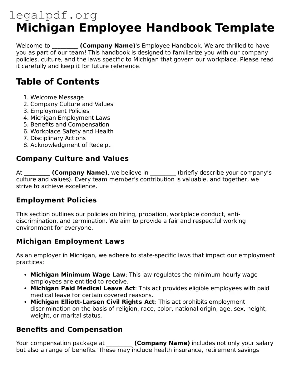 Valid  Employee Handbook Template for Michigan