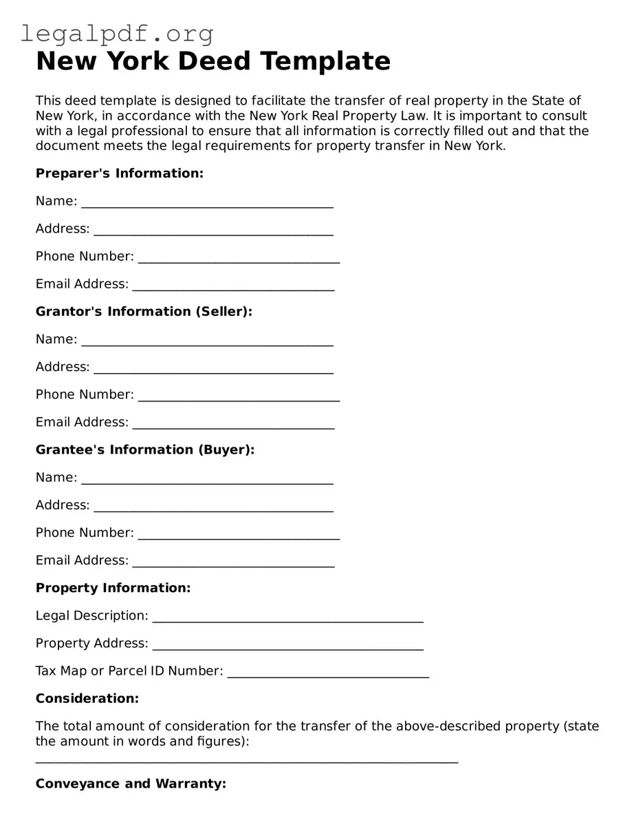 Valid  Deed Template for New York