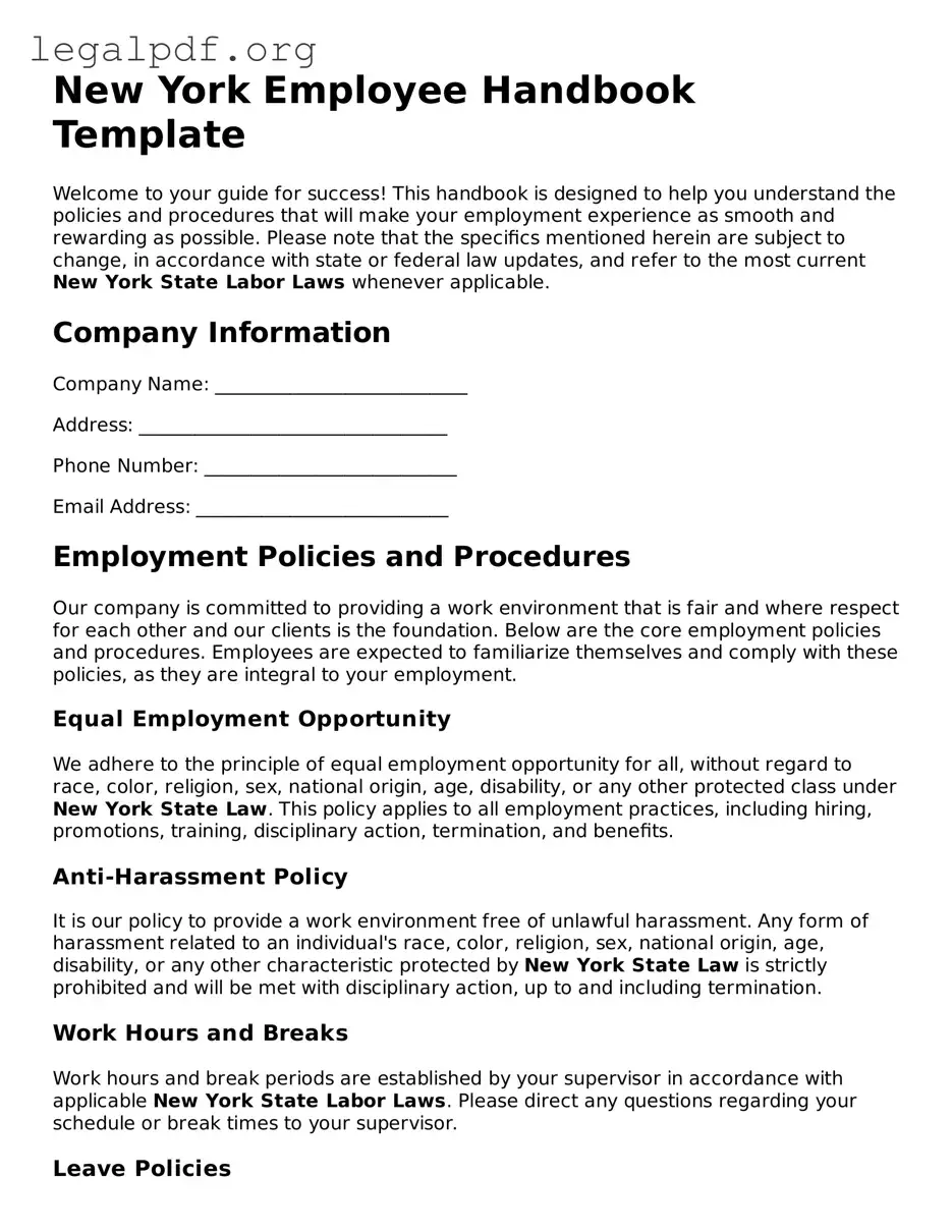 Valid  Employee Handbook Template for New York