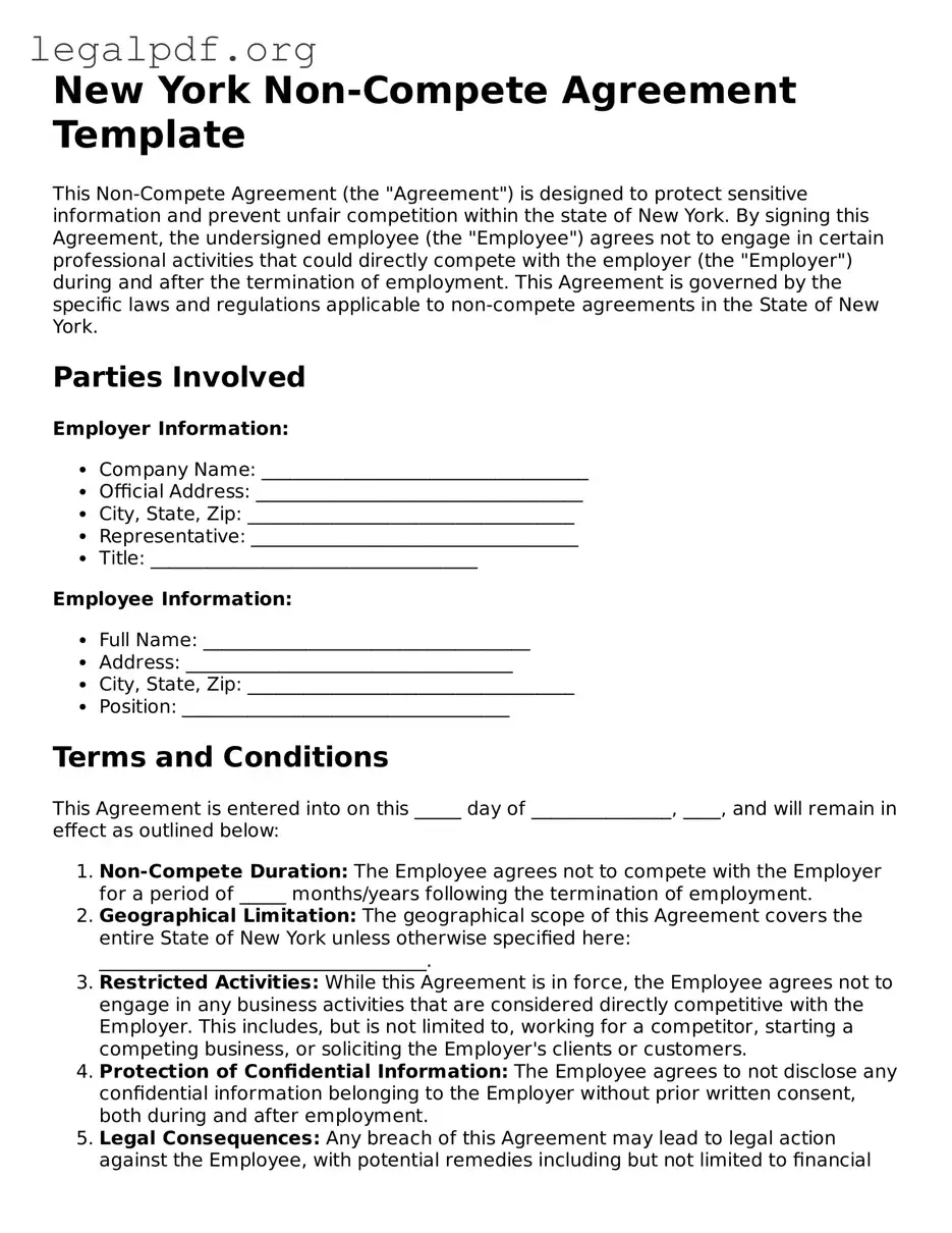 Valid  Non-compete Agreement Template for New York