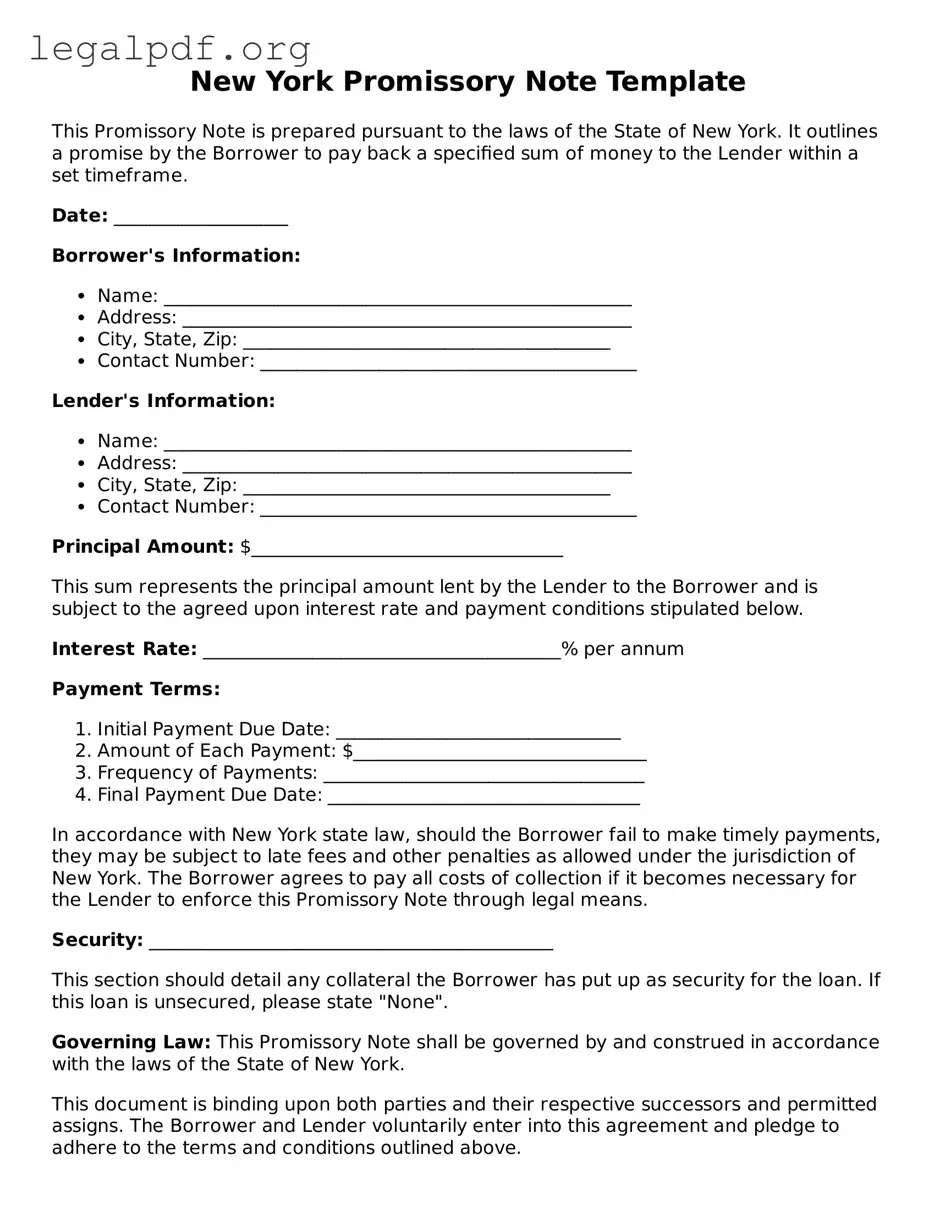Valid  Promissory Note Template for New York