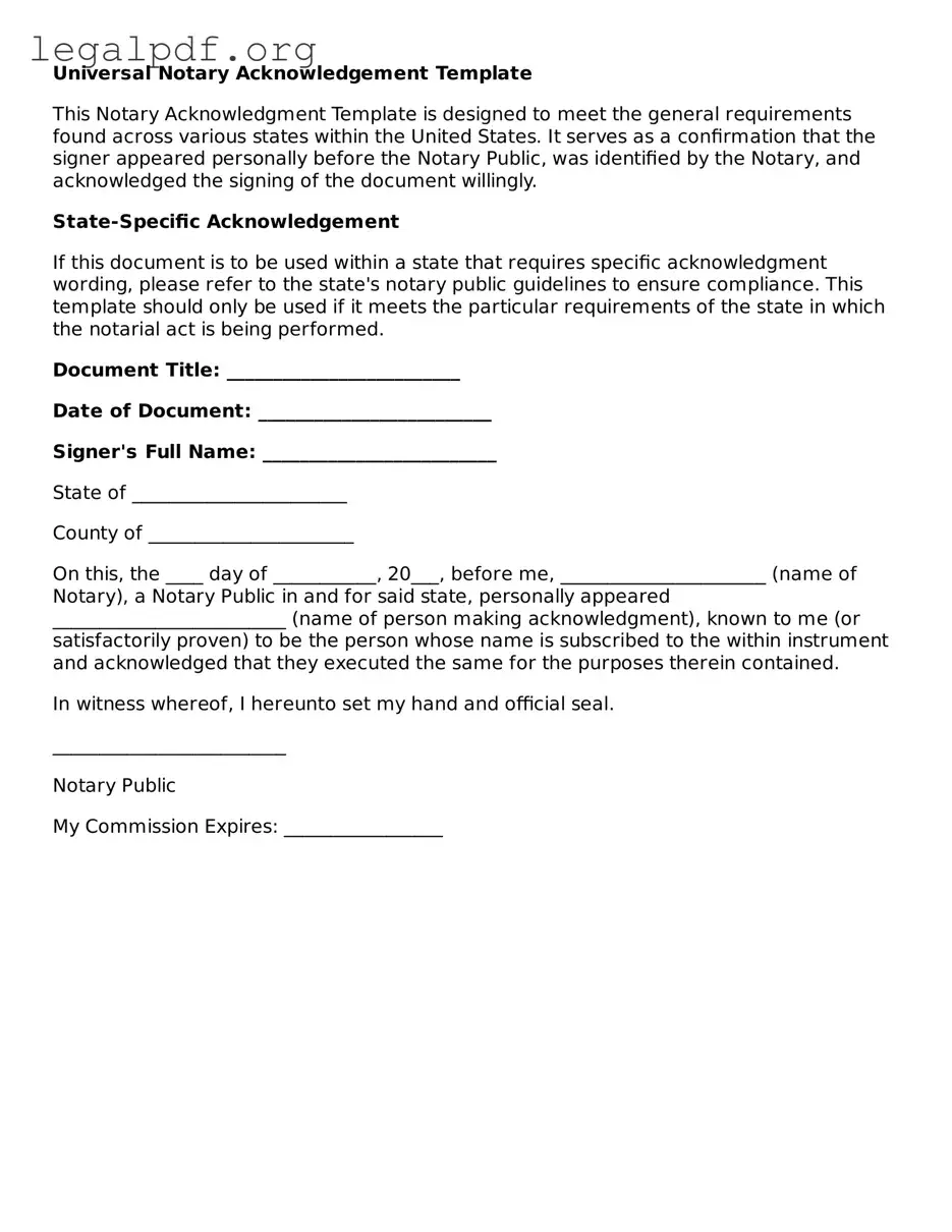 Blank Notary Acknowledgement Document