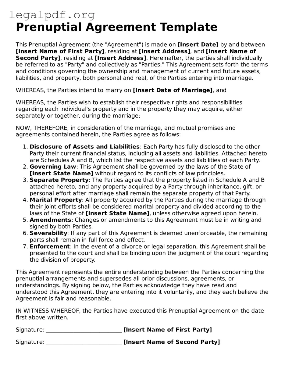 Blank Prenuptial Agreement Document