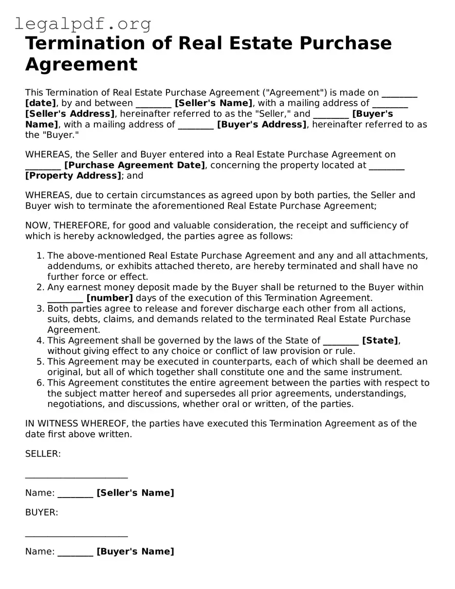 Blank Termination of Real Estate Purchase Agreement Document
