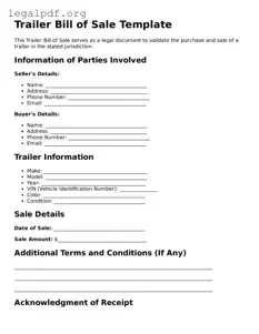 Blank Trailer Bill of Sale Document