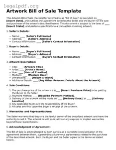 Blank Artwork Bill of Sale Document