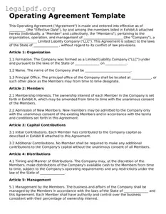 Blank Operating Agreement Document