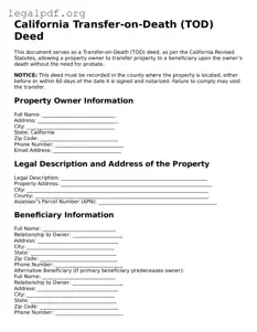 Valid  Transfer-on-Death Deed Template for California