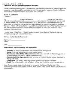 Valid  Notary Acknowledgement Template for California