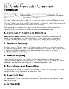 Valid  Prenuptial Agreement Template for California