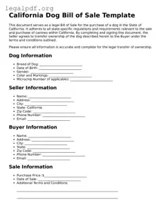 Valid  Dog Bill of Sale Template for California