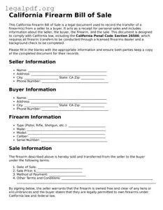 Valid  Firearm Bill of Sale Template for California