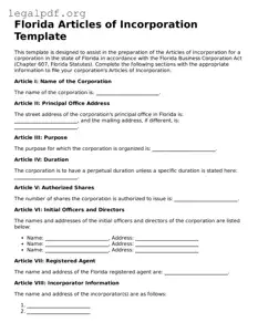 Valid  Articles of Incorporation Template for Florida
