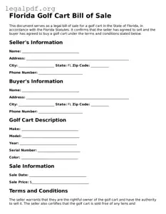 Valid  Golf Cart Bill of Sale Template for Florida