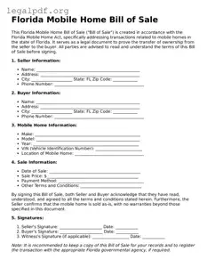 Valid  Mobile Home Bill of Sale Template for Florida