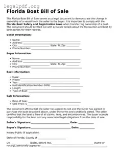 Valid  Boat Bill of Sale Template for Florida