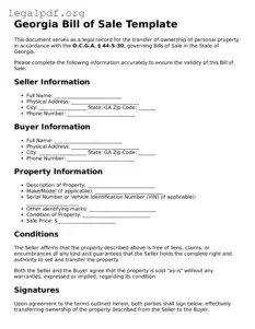 Valid  Bill of Sale Template for Georgia
