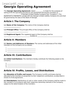 Valid  Operating Agreement Template for Georgia