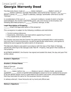 Valid  Deed Template for Georgia