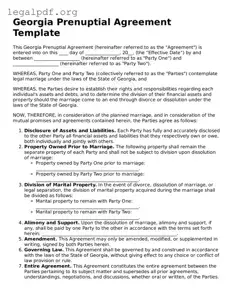 Valid  Prenuptial Agreement Template for Georgia