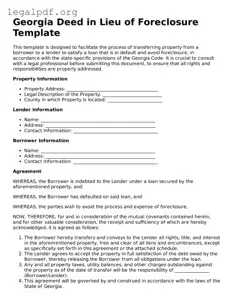 Valid  Deed in Lieu of Foreclosure Template for Georgia