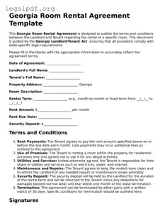 Valid  Room Rental Agreement Template for Georgia