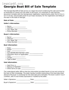 Valid  Boat Bill of Sale Template for Georgia