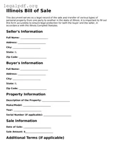 Valid  Bill of Sale Template for Illinois