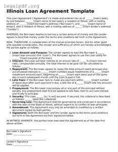 Valid  Loan Agreement Template for Illinois